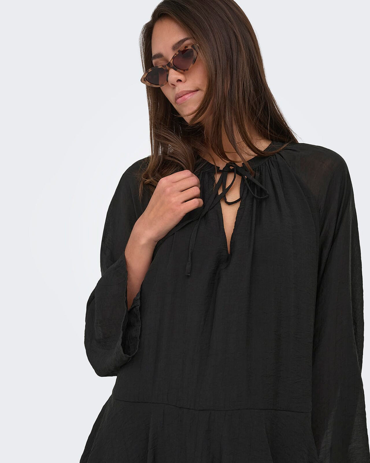 JDY Kjole Harper L/S Frill - Black