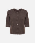 JDY Strikket Cardigan Rue Life 2/4 Pearl Knit - Bracken/ Melange W./ White Pearl Button