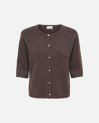 JDY Strikket Cardigan Rue Life 2/4 Pearl Knit - Bracken/ Melange W./ White Pearl Button