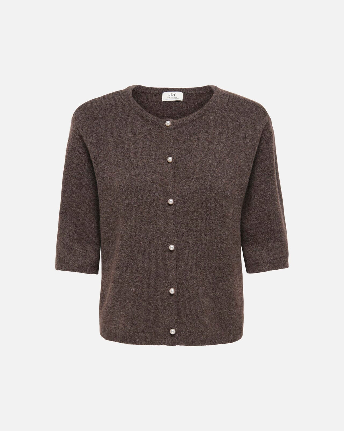 JDY Strikket Cardigan Rue Life 2/4 Pearl Knit - Bracken/ Melange W./ White Pearl Button