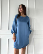 FLOYD Kjole Jennifer Uni Satin - Retro Blue