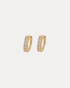 Emilia By Bon Dep Øreringer Medium squared stone - Gold/ White