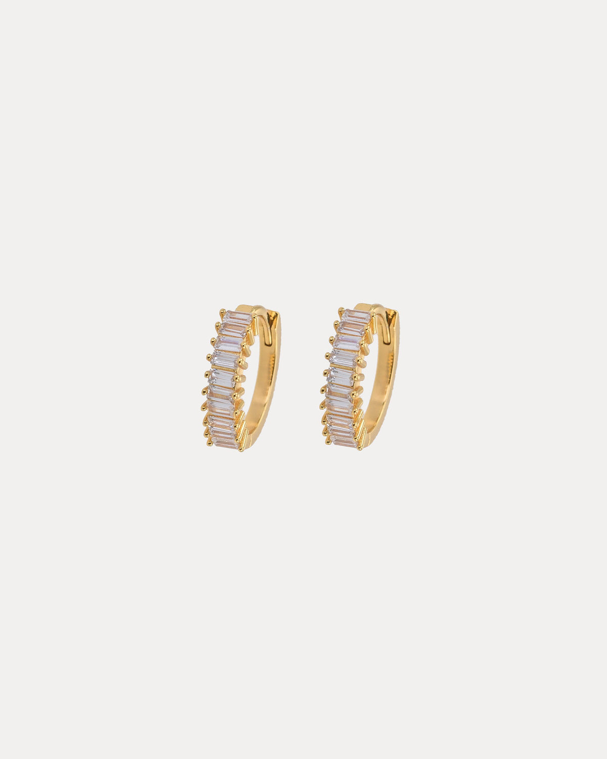 Emilia By Bon Dep Øreringer Medium squared stone - Gold/ White