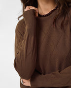 KAFFE Genser Lizza Argyle Pullover LS - Carafe