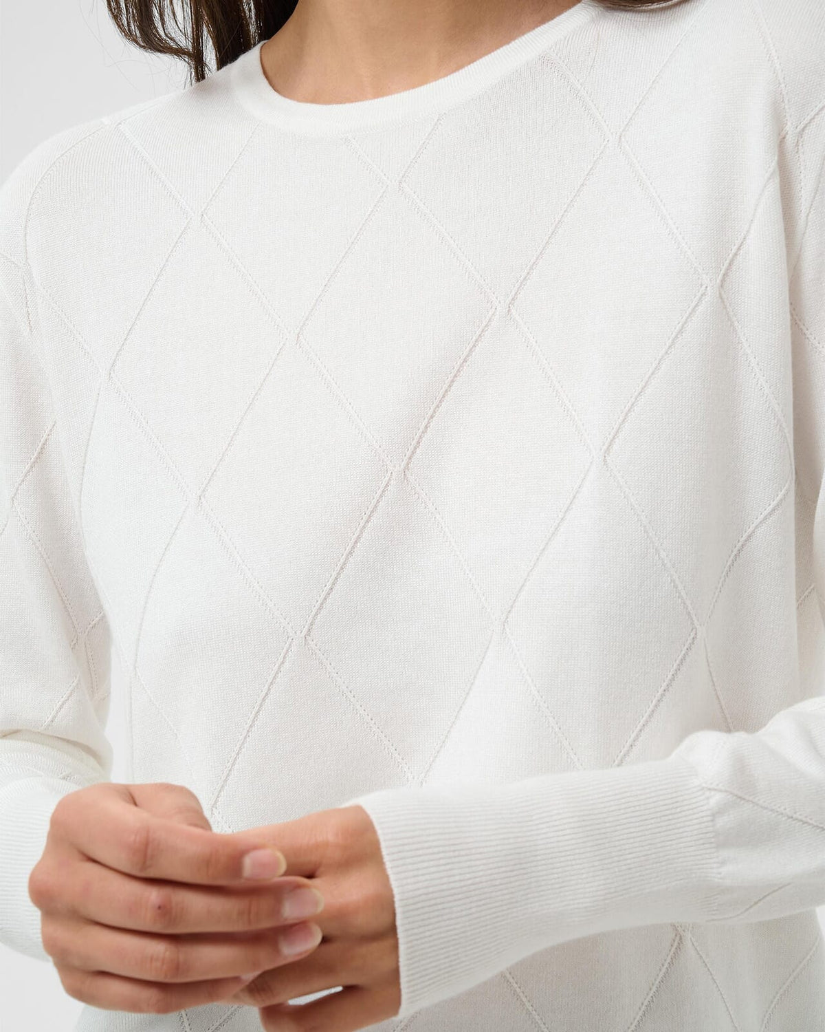 KAFFE Genser Lizza Argyle Pullover LS - Chalk