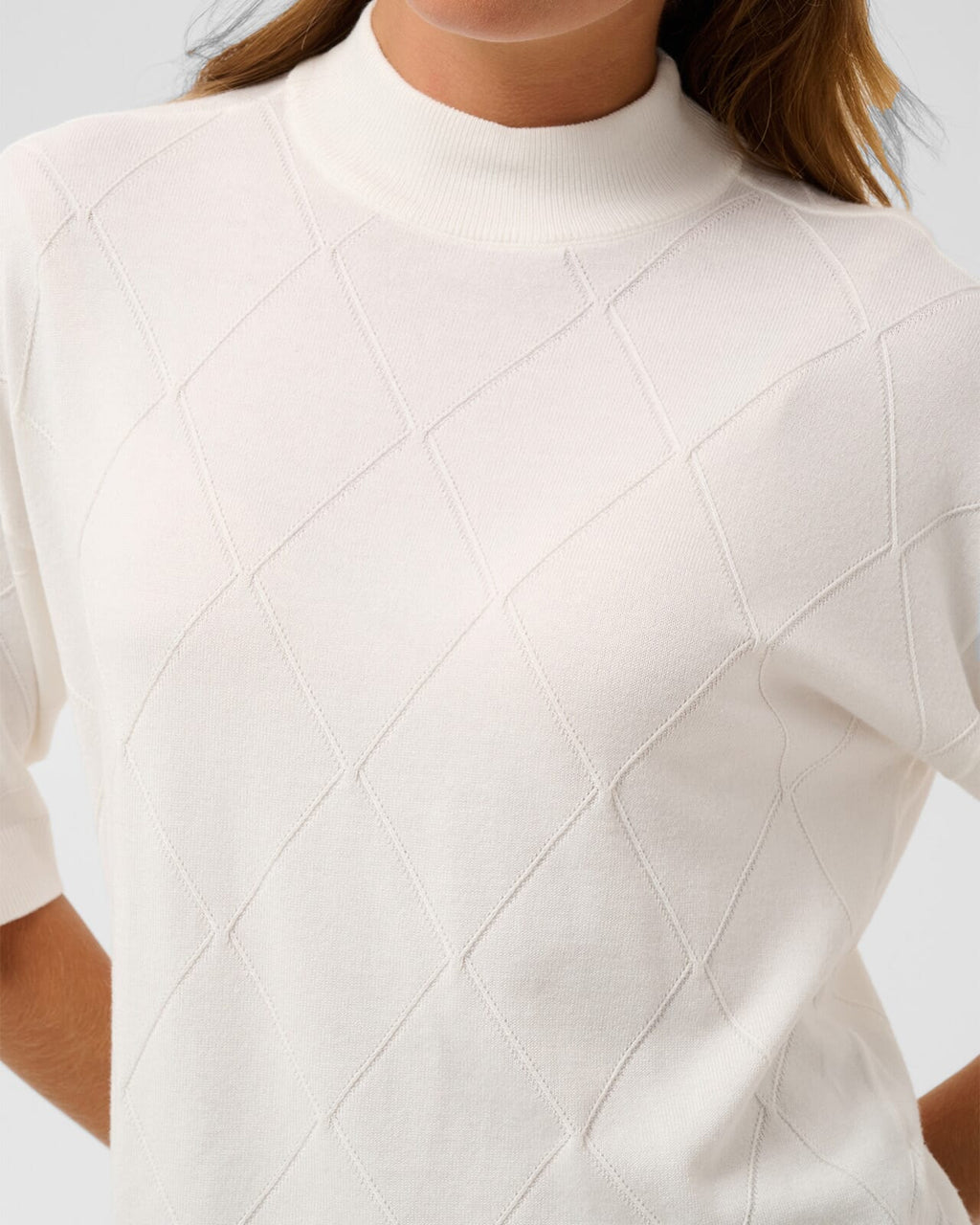 KAFFE Topp Lizza Argyle Pullover - Chalk