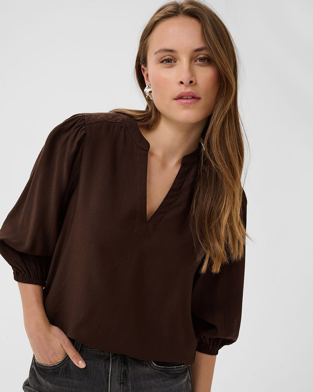 KAFFE Bluse Alberta - Coffee Bean
