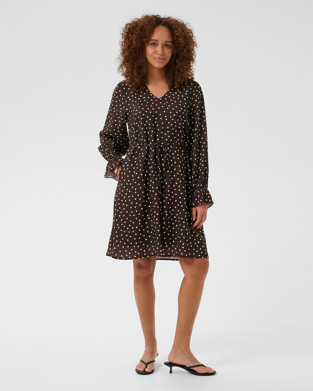 KAFFE Kjole Dotte - Coffee Bean/ Turtledove Dot