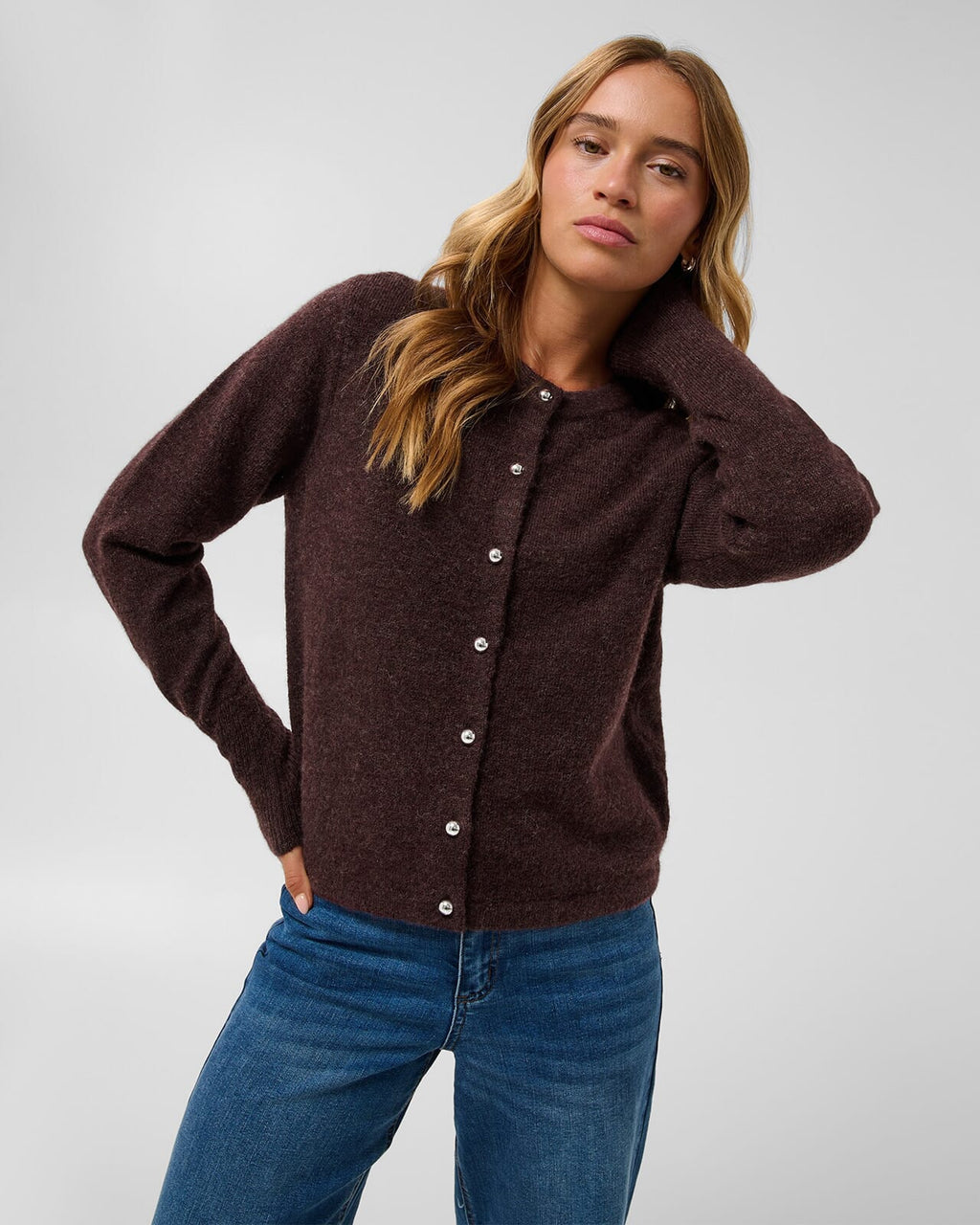 KAFFE Cardigan Niel Knit - Fudge Melange