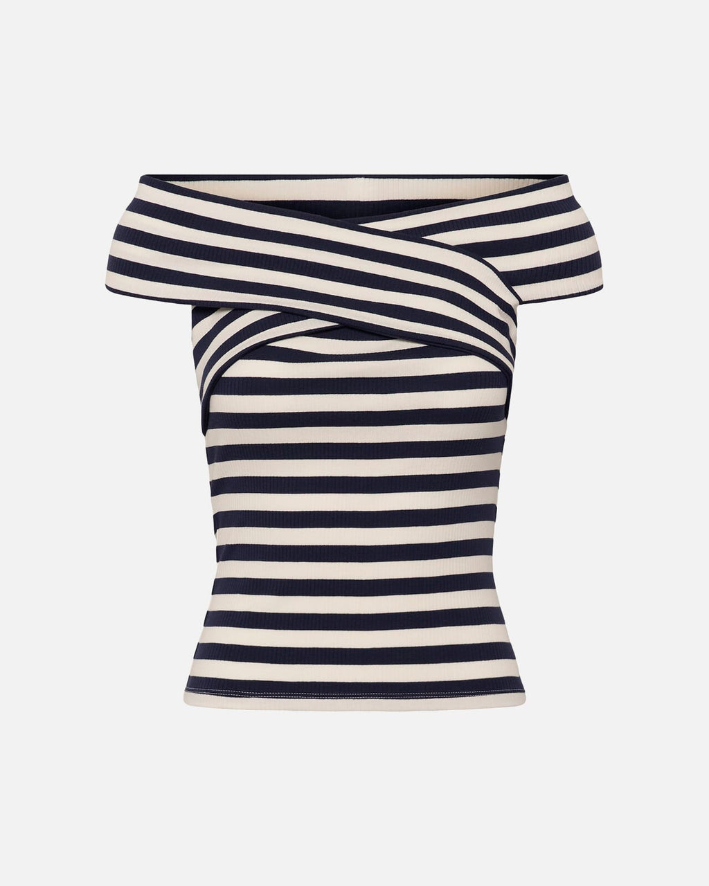 KAFFE Topp Celeste Rib - Chalk/Midnight Marine