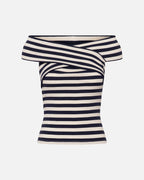 KAFFE Topp Celeste Rib - Chalk/Midnight Marine