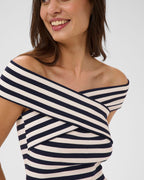 KAFFE Topp Celeste Rib - Chalk/Midnight Marine