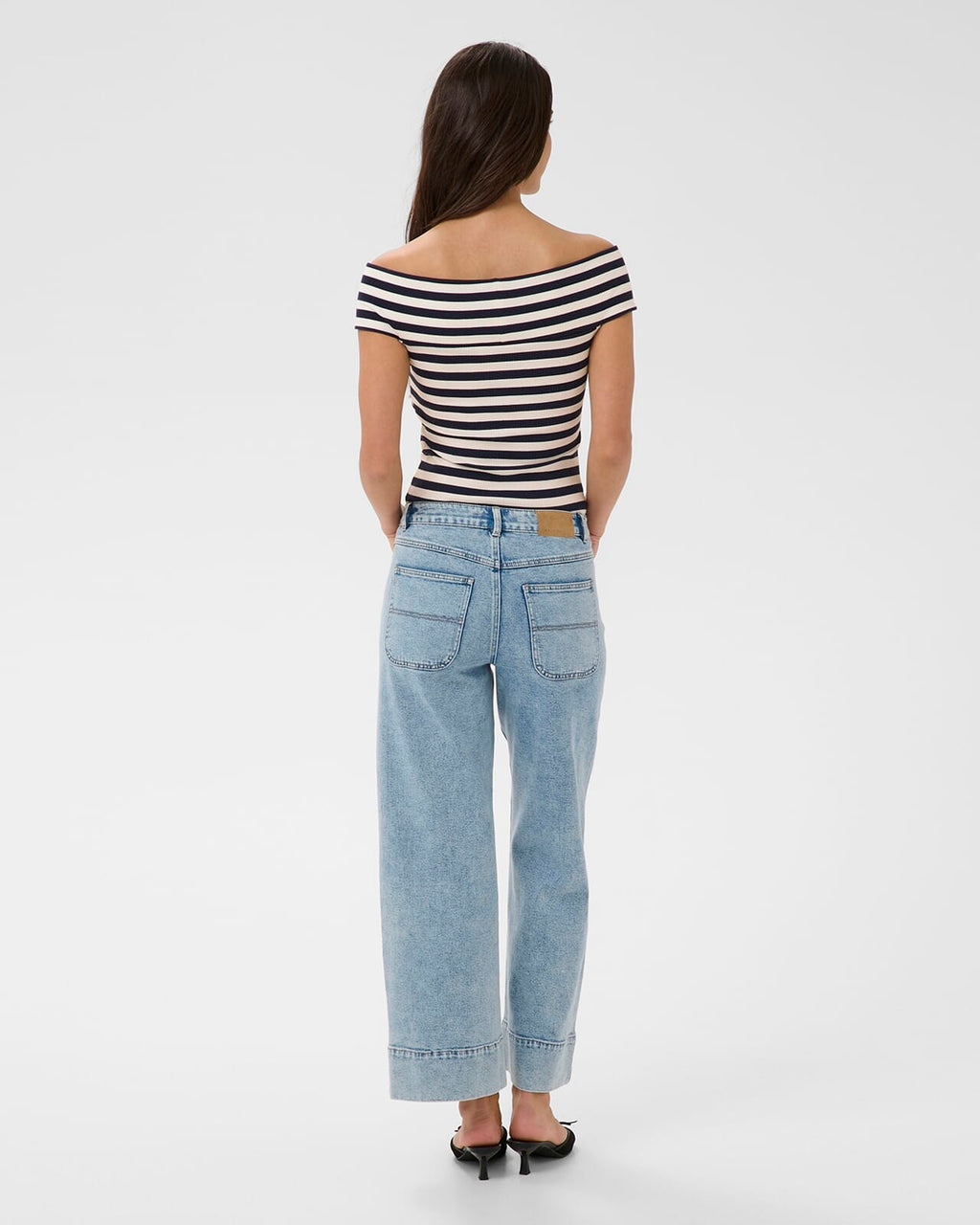 KAFFE Topp Celeste Rib - Chalk/Midnight Marine