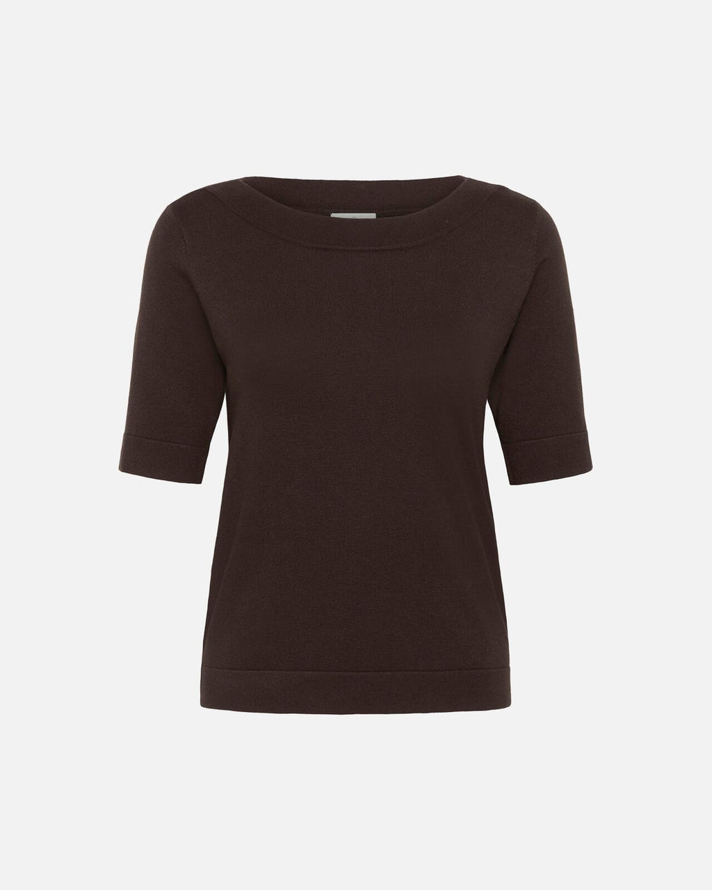 KAFFE Topp Lizza Boatneck Solid Pullover - Coffee Bean