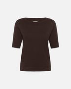 KAFFE Topp Lizza Boatneck Solid Pullover - Coffee Bean