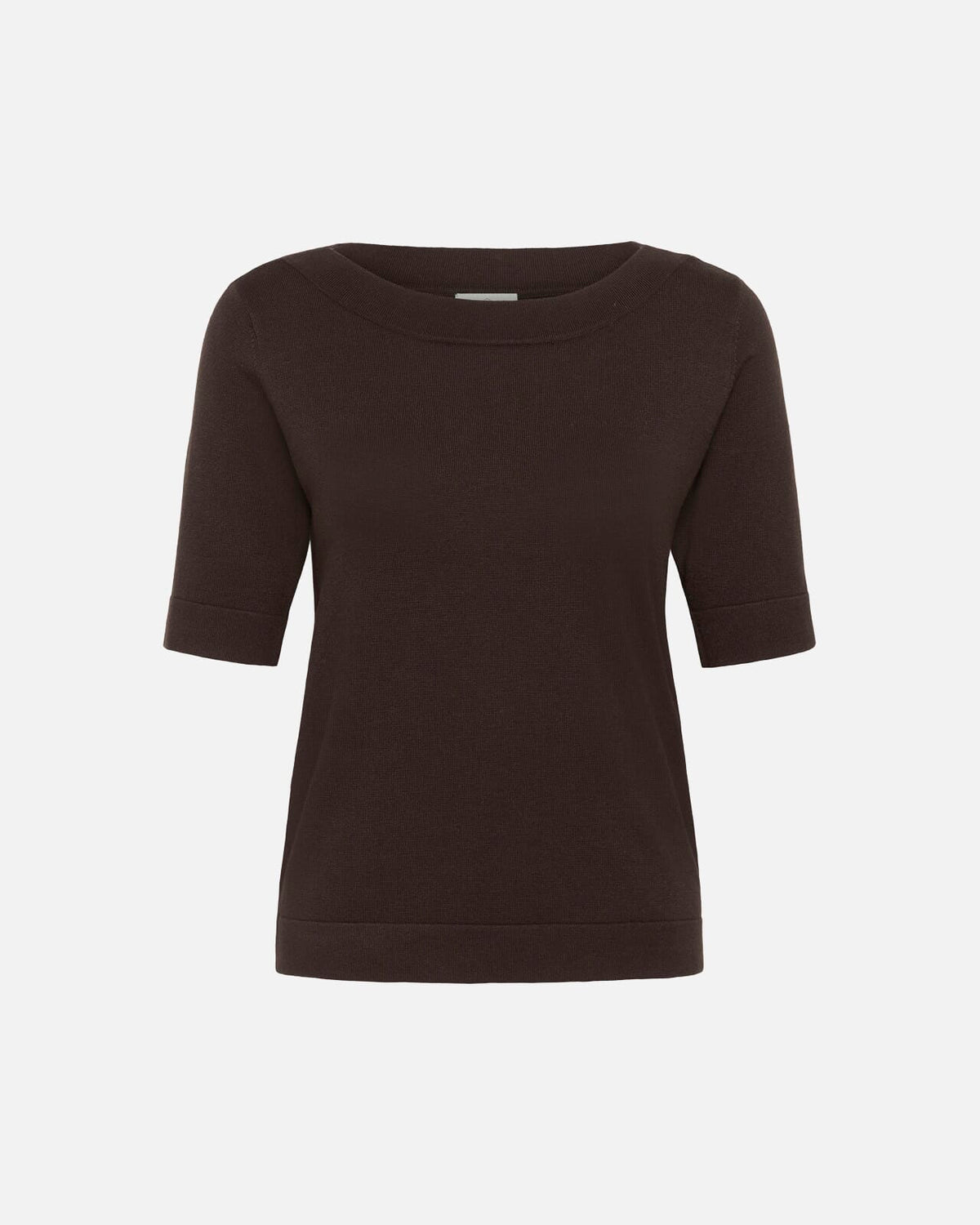 KAFFE Topp Lizza Boatneck Solid Pullover - Coffee Bean