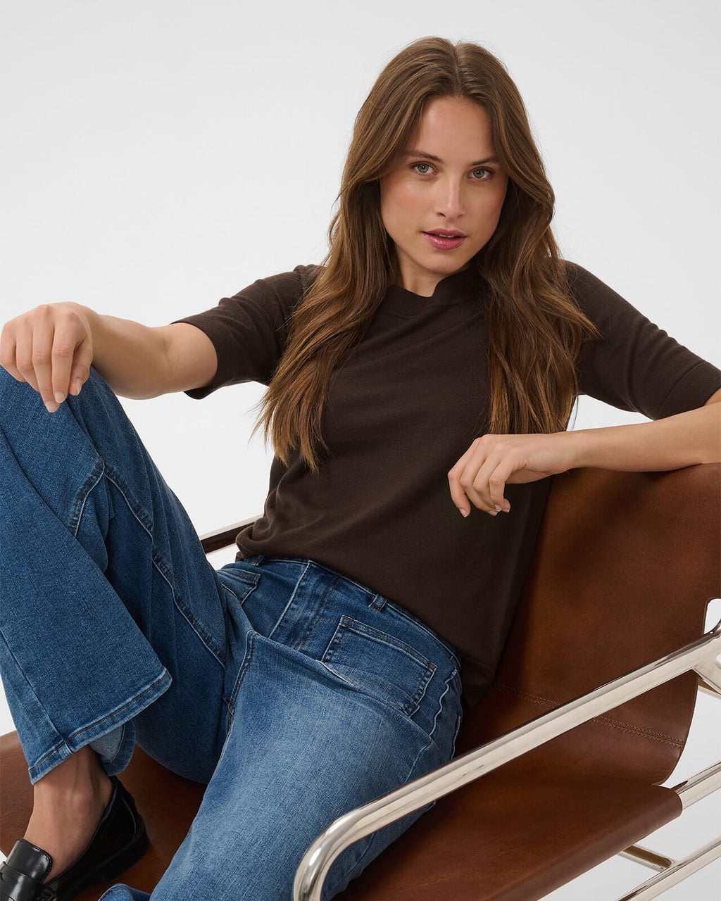 KAFFE Topp Lizza Boatneck Solid Pullover - Coffee Bean