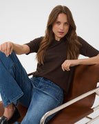 KAFFE Topp Lizza Boatneck Solid Pullover - Coffee Bean