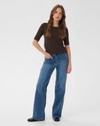 KAFFE Topp Lizza Boatneck Solid Pullover - Coffee Bean