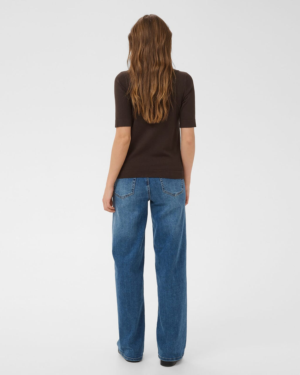 KAFFE Topp Lizza Boatneck Solid Pullover - Coffee Bean