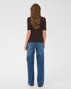 KAFFE Topp Lizza Boatneck Solid Pullover - Coffee Bean