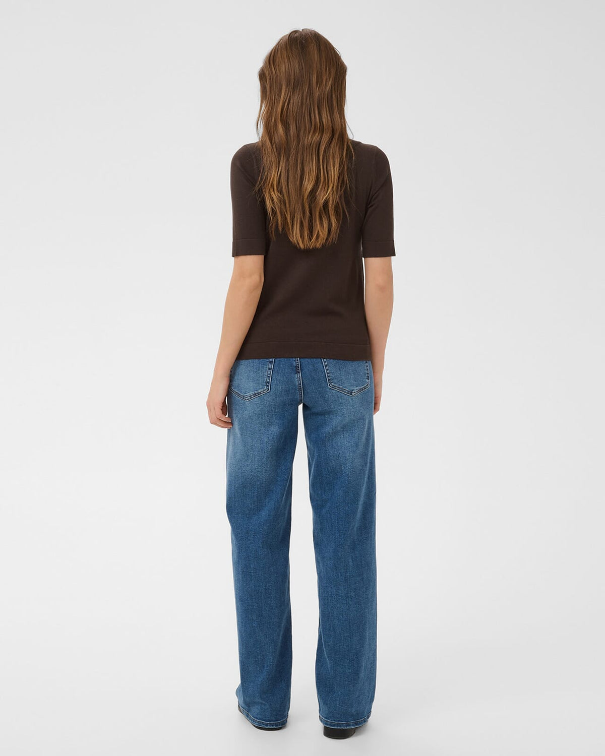 KAFFE Topp Lizza Boatneck Solid Pullover - Coffee Bean