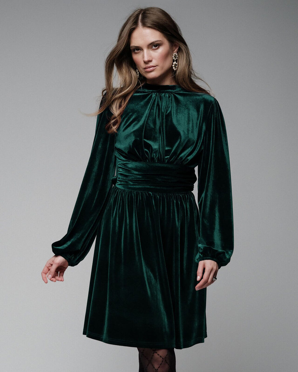 FLOYD Kjole Aliba Velour - Dark Green
