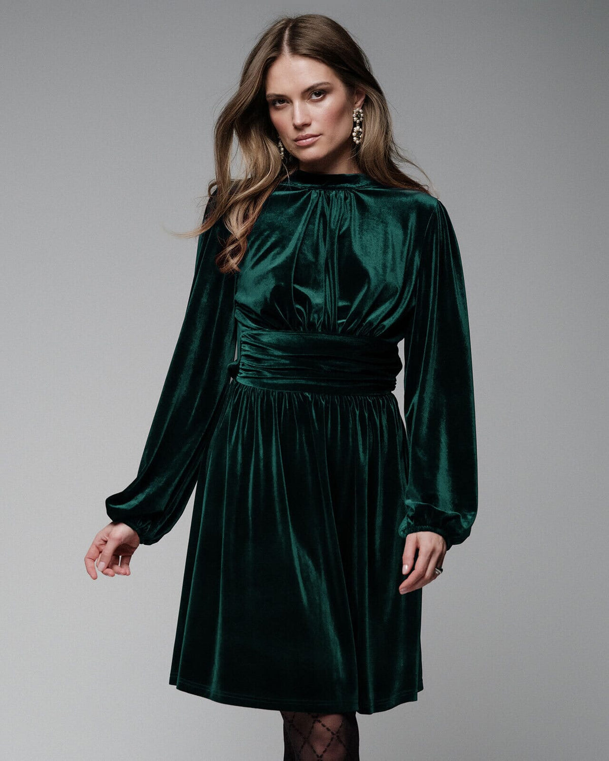 FLOYD Kjole Aliba Velour - Dark Green