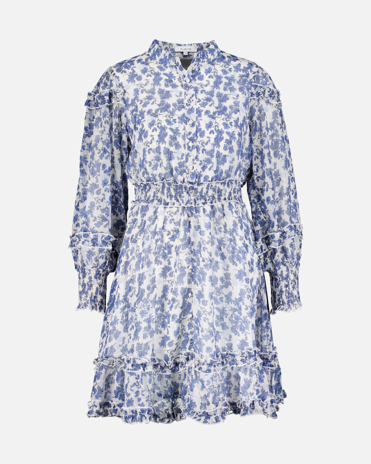 FLOYD Kjole Dorit My - Offwhite/ Blue