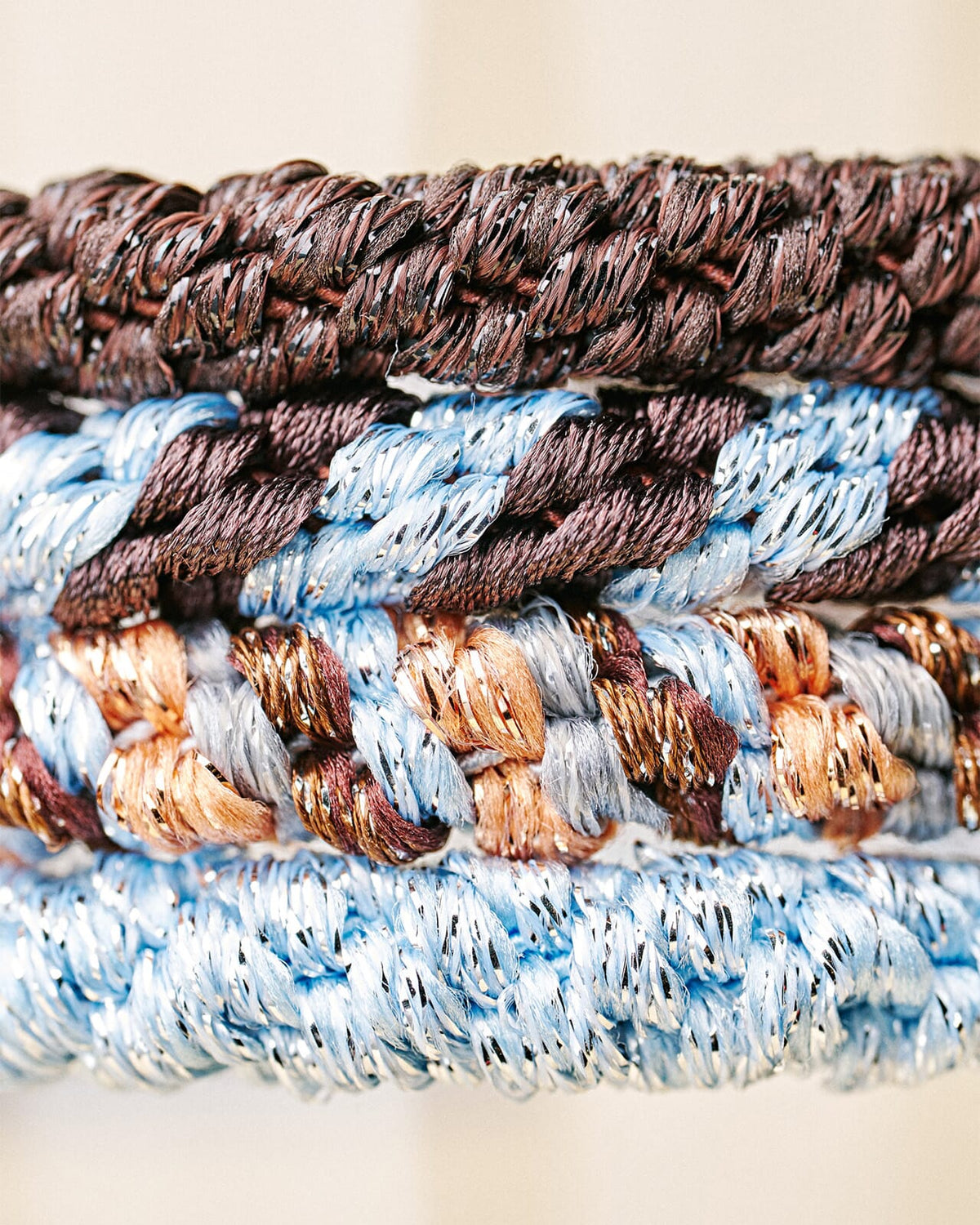 KKNEKKI Hårstrikk Bundle 67 - Brown/ Blue/ Glitter