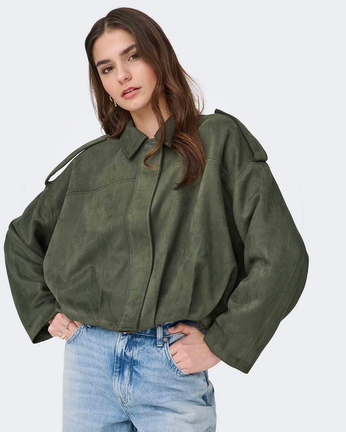 JDY Jakke Nina Faux Suede Bat - Thyme