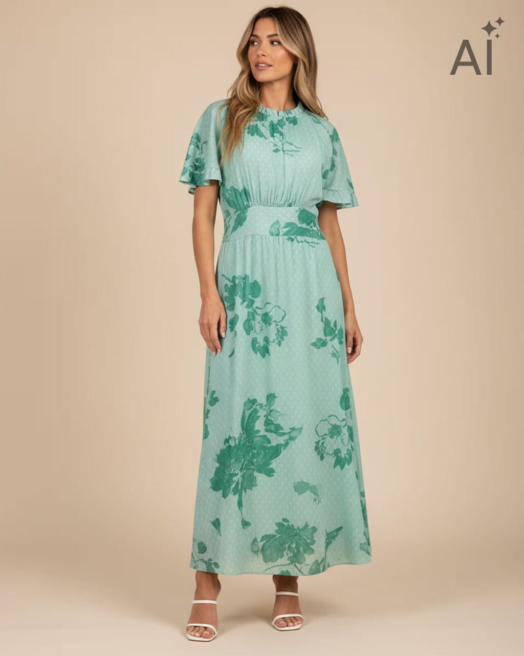 FLOYD Maxikjole Liane Magy - Island Green