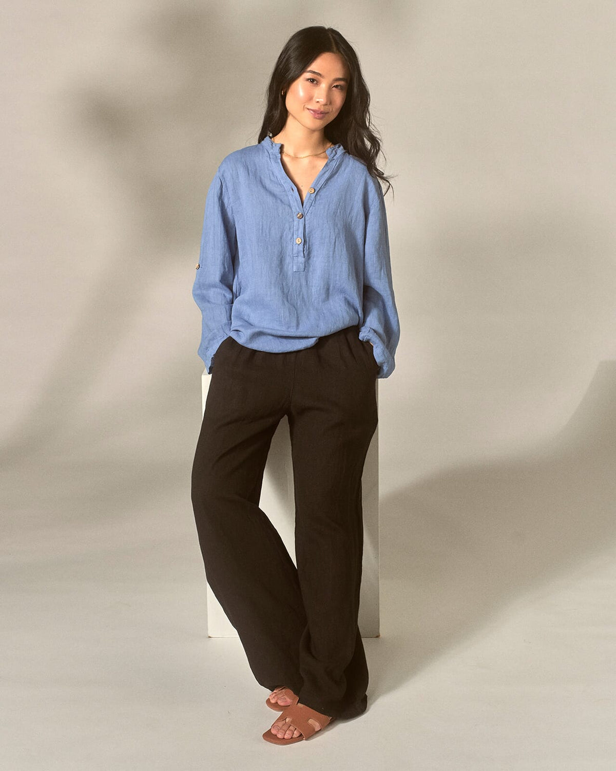 FLOYD Linbluse Erica Lin - Jeansblue