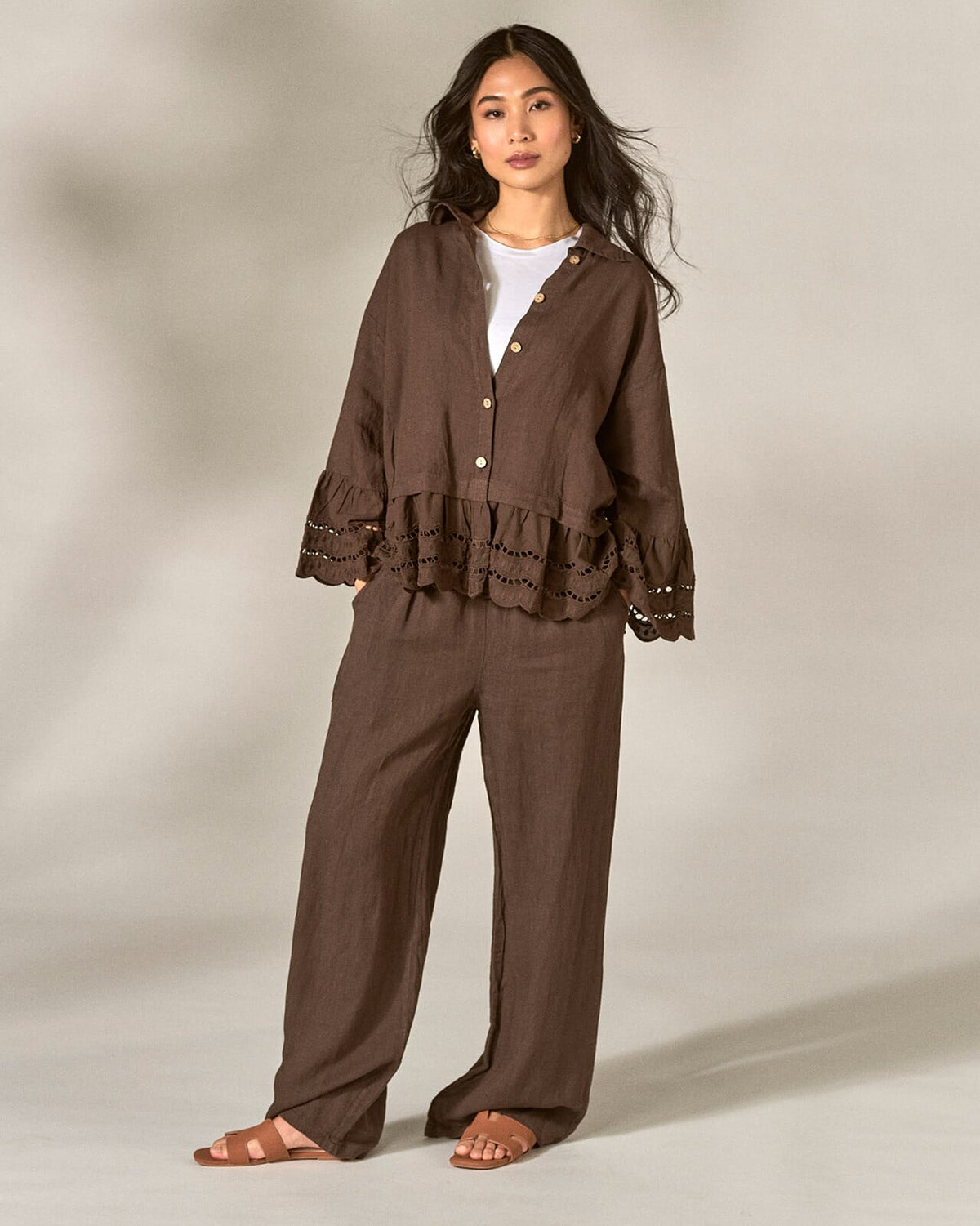 FLOYD Linbukse Madli - Dark Brown