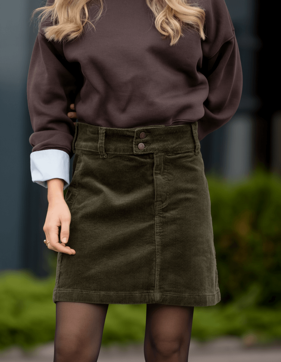 FLOYD Skjørt Leonora Cord - Mossy Green