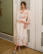 FLOYD Maxikjole Malea Fleur - Offwhite/ Light Pink