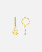 ORELIA Øreringer Pave & Smiley Face Micro Hoop - Pale Gold