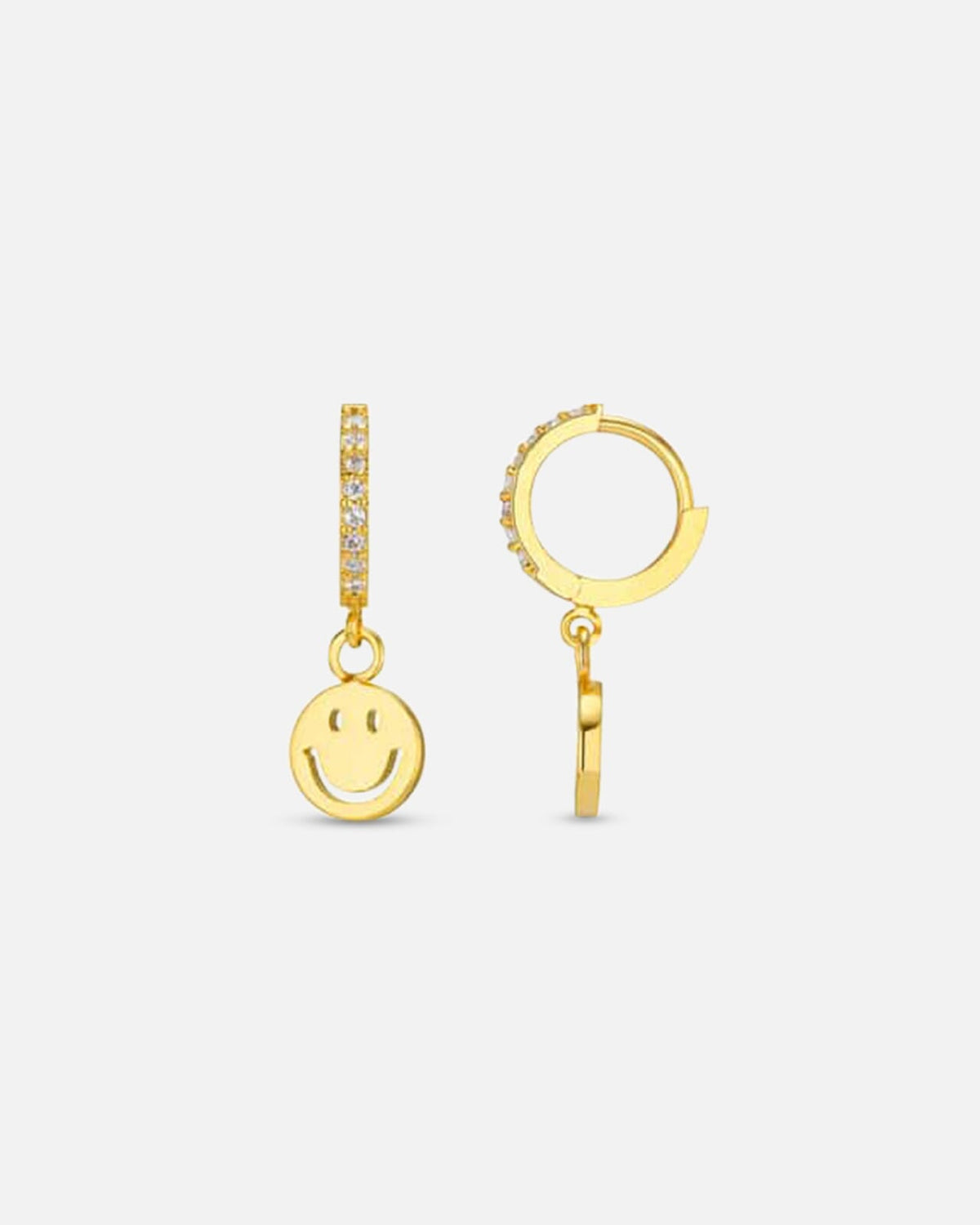 ORELIA Øreringer Pave & Smiley Face Micro Hoop - Pale Gold