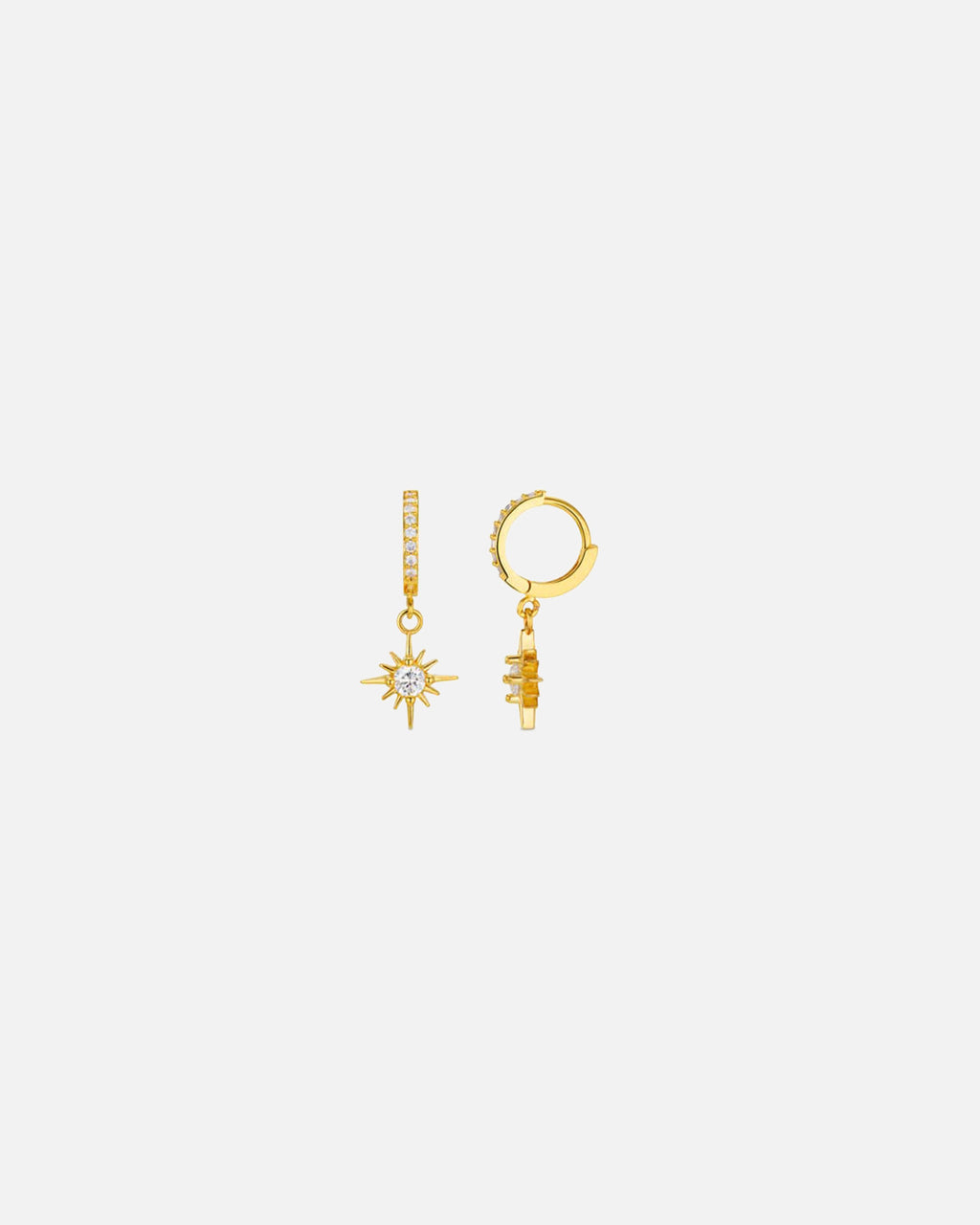 ORELIA Øreringer Pave Star Micro Hoop - Pale Gold