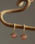 Orelia Øreringer Jade Pink Charm Micro Pave Hoops - Pale Gold