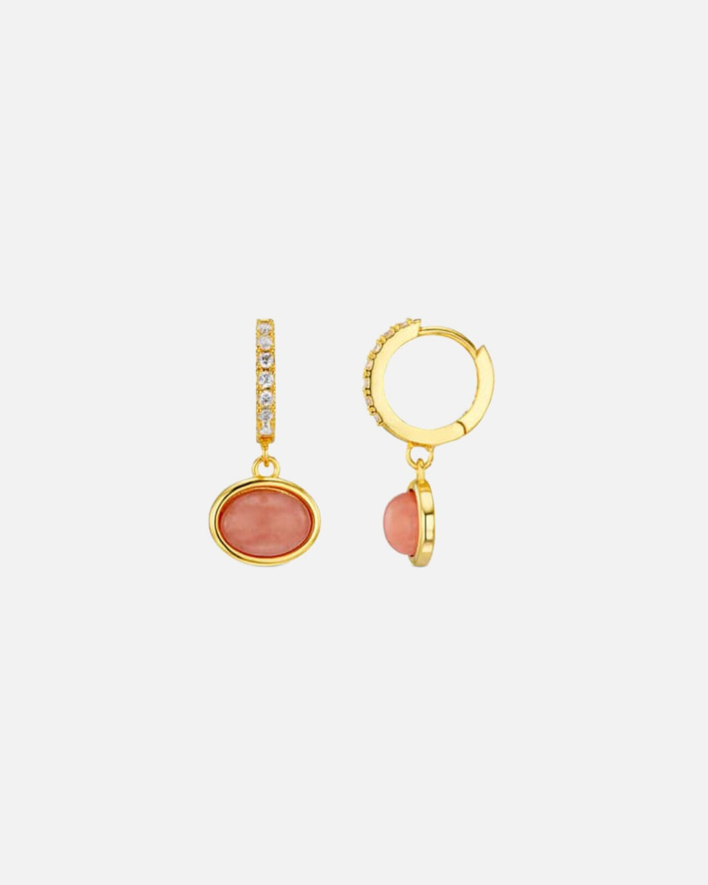Orelia Øreringer Jade Pink Charm Micro Pave Hoops - Pale Gold