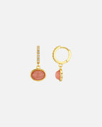 Orelia Øreringer Jade Pink Charm Micro Pave Hoops - Pale Gold