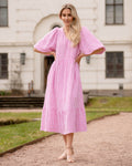 FLOYD Midikjole Margo Stripe - Cerise