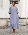 FLOYD Midikjole Margo Stripe - Navy