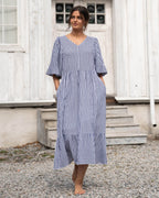 FLOYD Midikjole Margo Stripe - Navy