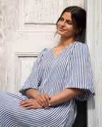FLOYD Midikjole Margo Stripe - Navy