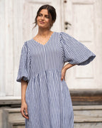 FLOYD Midikjole Margo Stripe - Navy