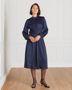 FLOYD Midikjole Aliba Satin - Navy