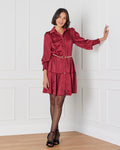FLOYD Skjortekjole Alivia Satin - Bordeaux