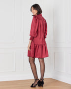 FLOYD Skjortekjole Alivia Satin - Bordeaux